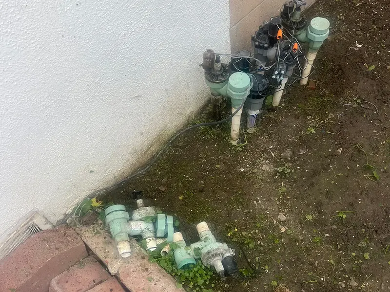 Replaced irrigation valve manifold on an Orange County commercial property